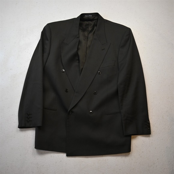 Vtg Armani Double Breasted Italy 44R Brown 100% Wool Blazer Jacket Sport Coat